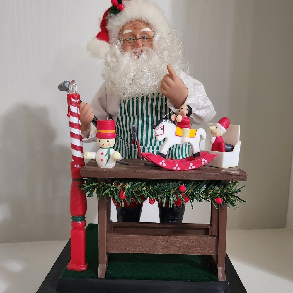 Vintage Holiday "Gemmy" Santa Claus Workshop Musical Christmas Tunes and Light